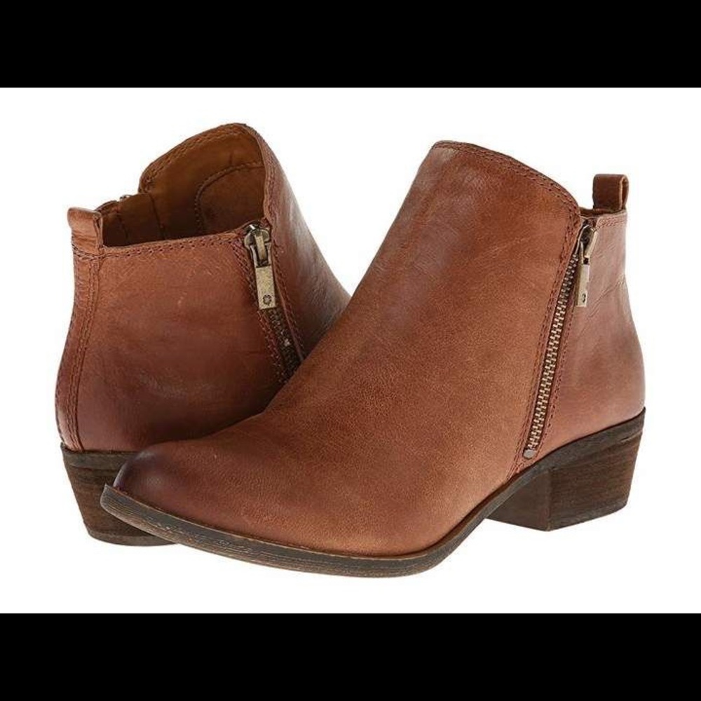 NEW Lucky Brand Basel Leather Bootie in Toffee Size 7M